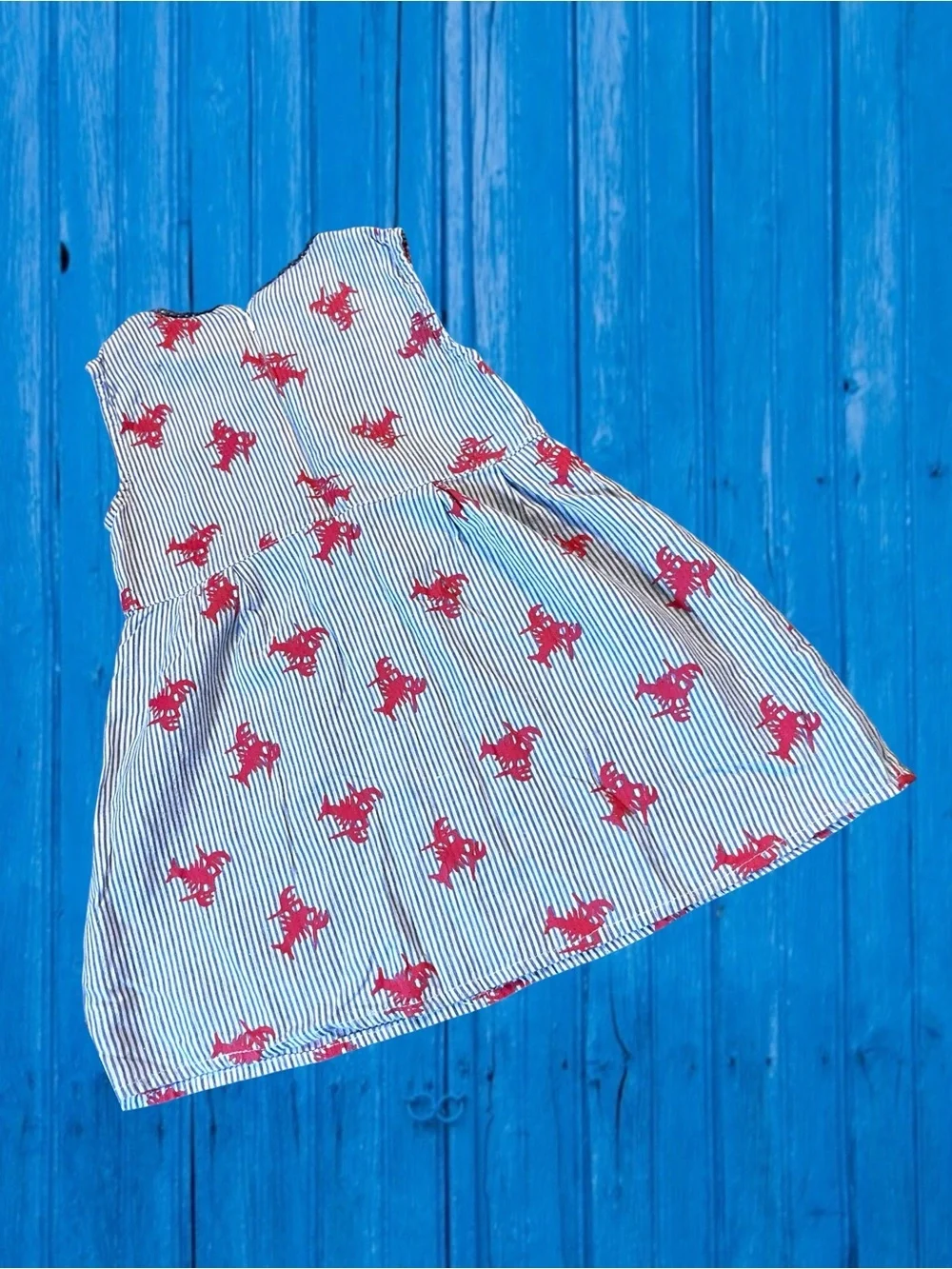 Sophie & Sam Striped Nautical Dress with Red Crab Print Size 3T